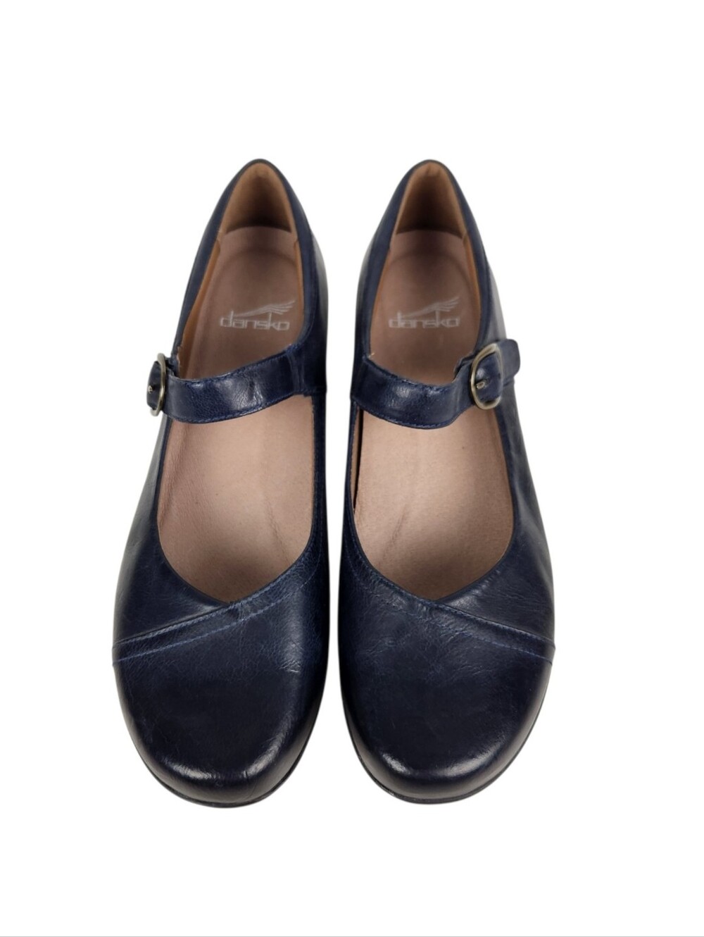 Dansko Fawna Dark Blue Leather Mary Jane Strap Loafers Womens Size 40 Size 9.5